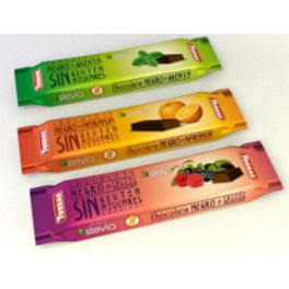 Chocolatinas STEVIA negro con Frutas del Bosque 35grs .