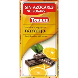 Chocolate negro con naranja 75grs s/a , sin gluten .