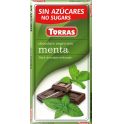Chocolate negro con Menta 75grs s/a , sin gluten .