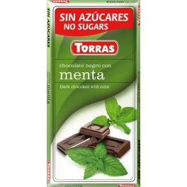 Chocolate negro con Menta 75grs s/a , sin gluten .