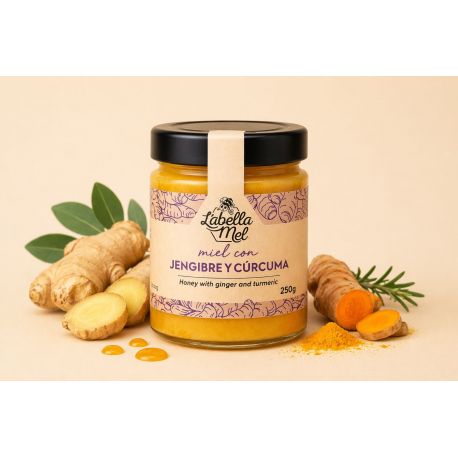 Miel con Curcuma y Jengibre 250gr L&acute;ABELLA