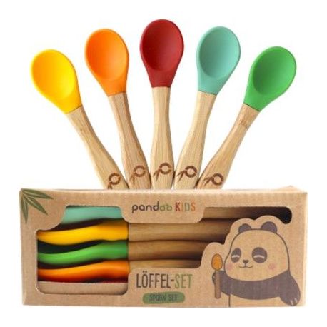 cucharas de bambu y silicona Juego de 5 PANDOO