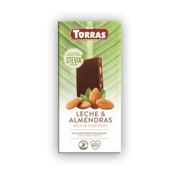Chocolate STEVIA leche +almendras 125 gr TORRAS
