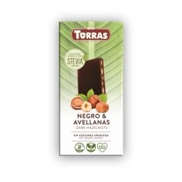 Chocolate STEVIA negro + avellana 125gr-TORRAS